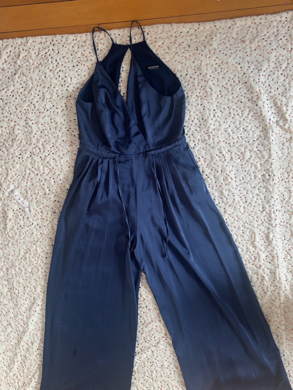 Navy Satin Slip Jumpsuit